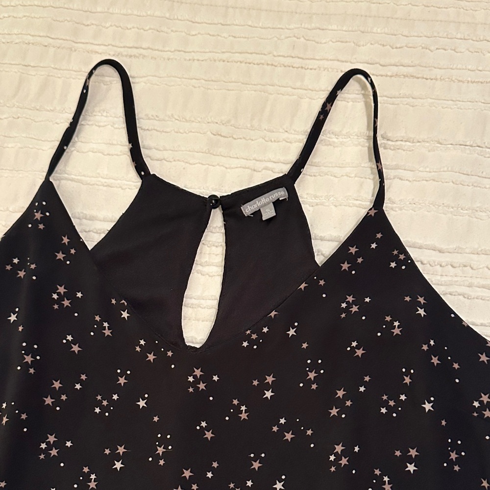 Y2K celestial babydoll Charlotte Russe Cami Small Star Print Chiffon Tank Top - Picture 3 of 8
